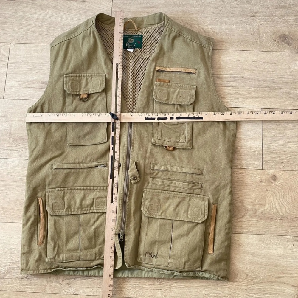 Orvis Zambezi Fishing Vest Size XL Khaki Beige Twill Vintage Hunting Rare - Picture 12 of 15